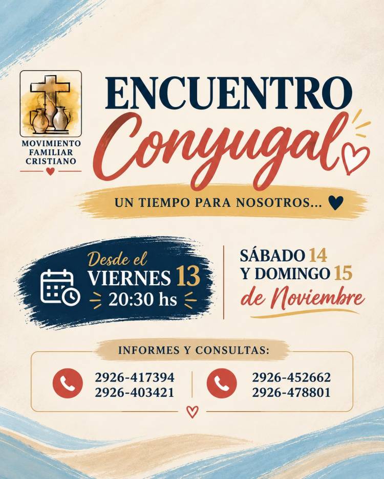 El Movimiento Familiar Cristiano invita a un Encuentro Conyugal