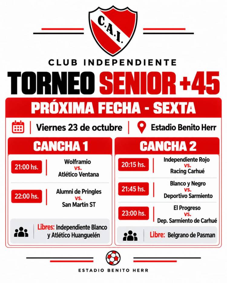 TORNEO SENIOR +45 – RESULTADOS, POSICIONES Y PRÓXIMA FECHA