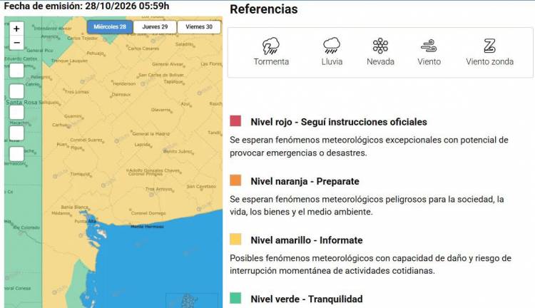 ALERTA AMARILLA POR TORMENTAS